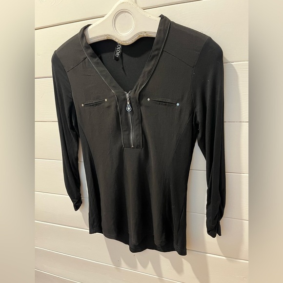 🖤 Colori Black Zip-Front Top – NWT – Size P/S - Picture 8 of 10